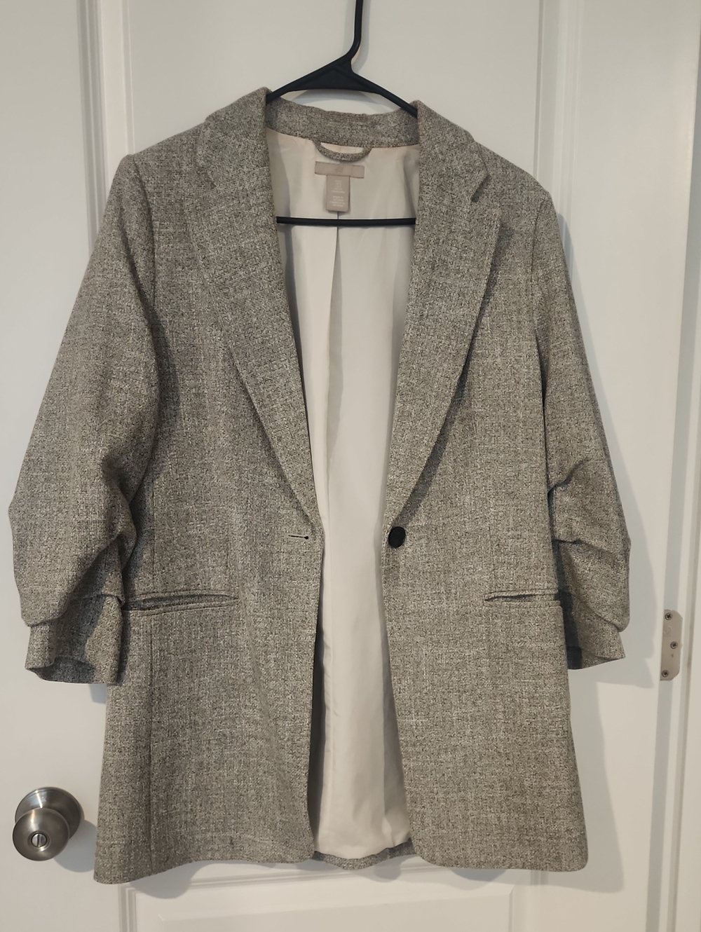 Women’s Gray Blazer Coat - Classic Single-Button Jacket